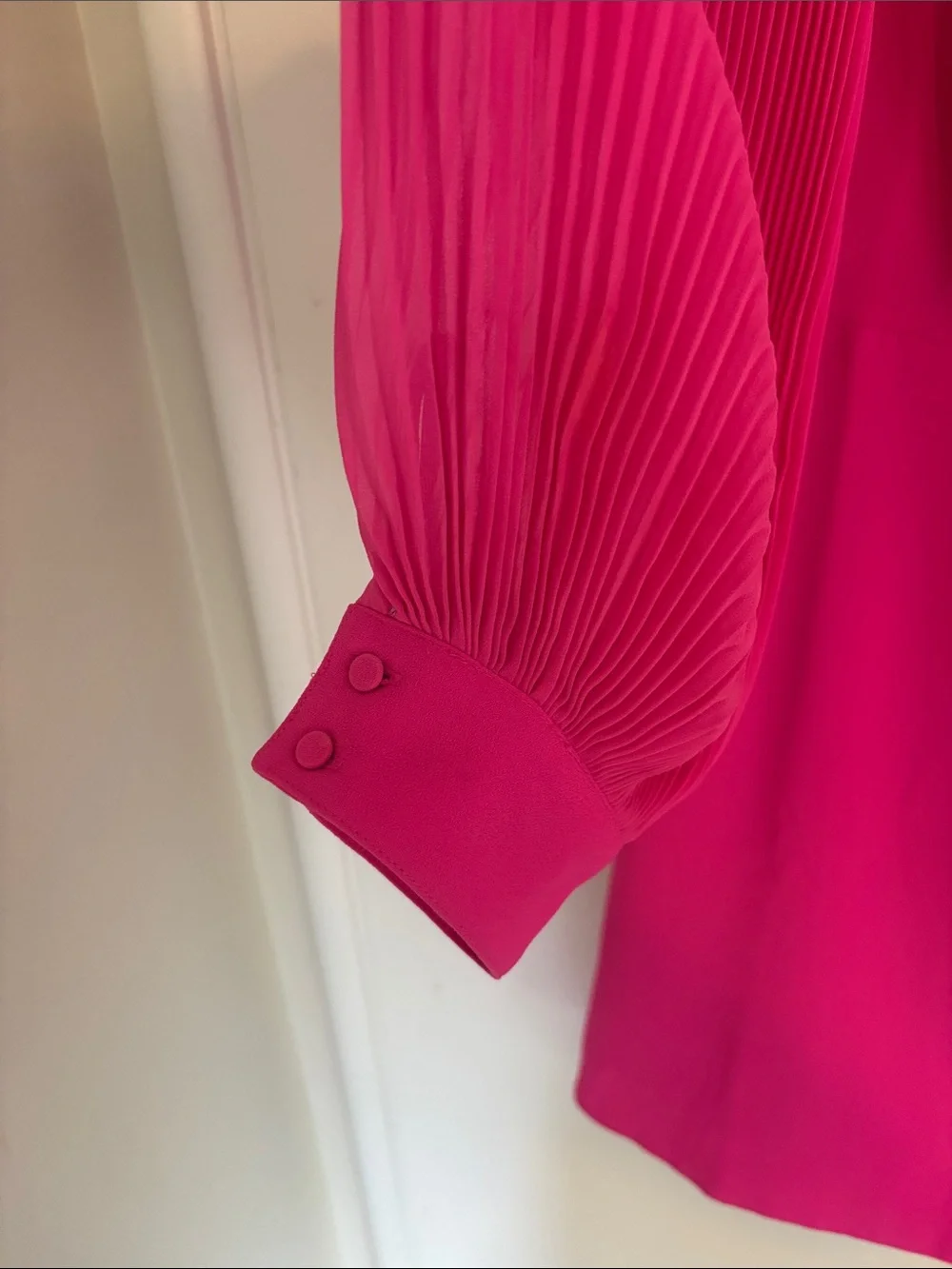J. Crew Hot Pink Pleated Sleeve A-Line Dress